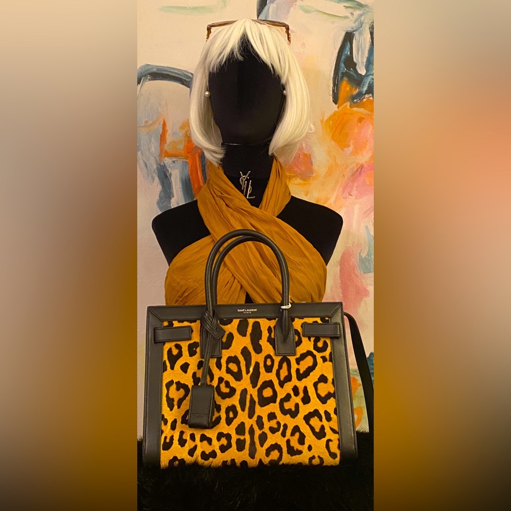 Saint Laurent Paris/Animal Print /Small Sac De Jour/Calf Hair.light brown/Black.